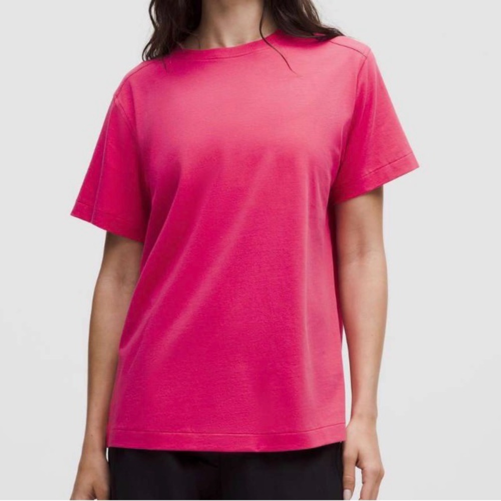 NWT Lululemon All Yours Organic Cotton Crewneck T-Shirt Raspberry Coulis Size Sm